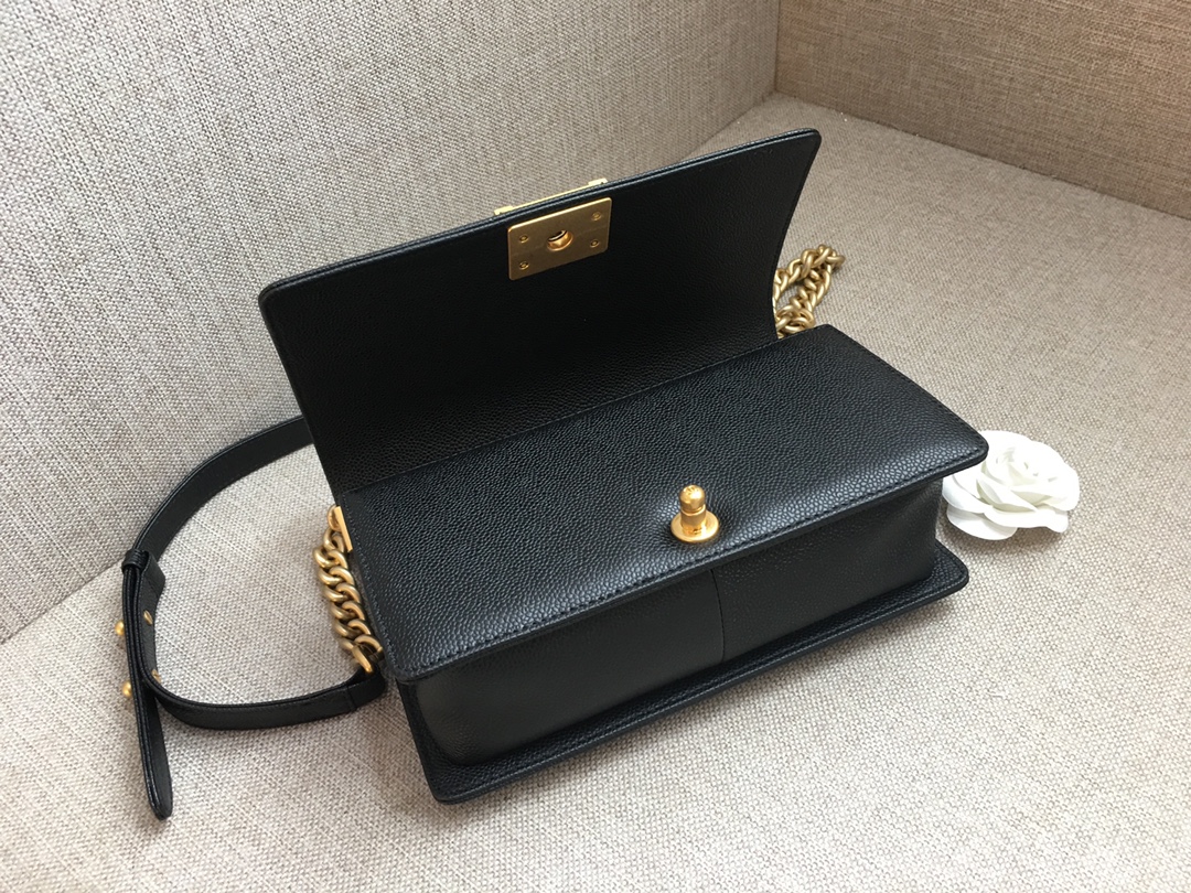 Caviar Medium Boy Handbag Flap Bag A67086 Black/Gold